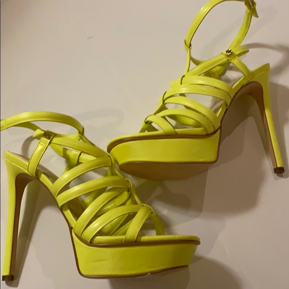 Guess Neon Platform Strappy Heels Sz 7 1/2
